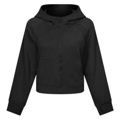 Winter High Collar Full Zip Riding Womens Sports Jacket Hoodies With Hat