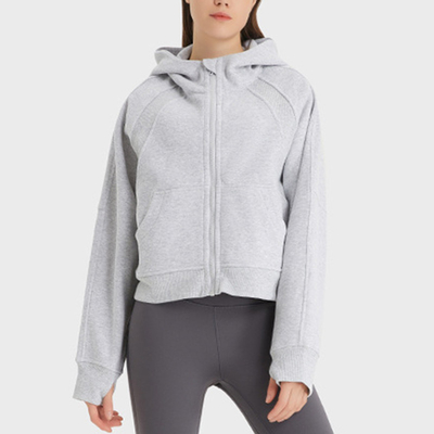 Winter Women's Casual Zip Up Hoodie Jacket Long Sleeve Hooded Sweatshirt With Pockets