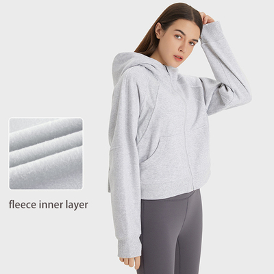 Winter Women's Casual Zip Up Hoodie Jacket Long Sleeve Hooded Sweatshirt With Pockets