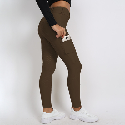 Full Seat Silicone Horse Riding Breeches Women Equestrian Traning Leggings Brown