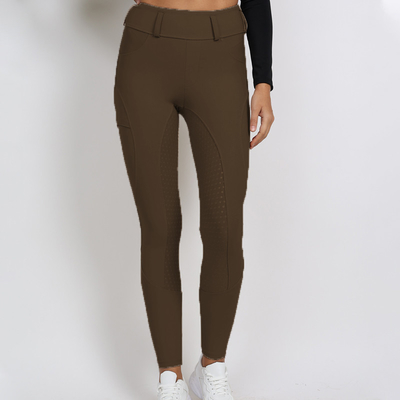 Full Seat Silicone Horse Riding Breeches Women Equestrian Traning Leggings Brown