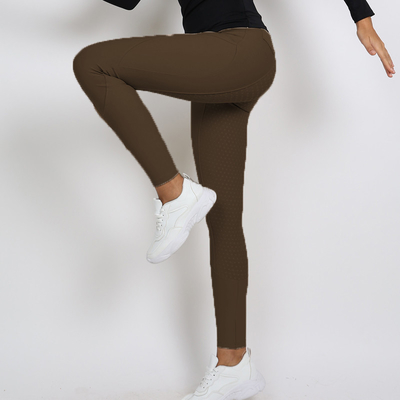 Full Seat Silicone Horse Riding Breeches Women Equestrian Traning Leggings Brown