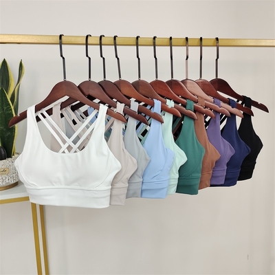 ODM Women's Strappy Sports Bras Removable Chest Padded Sports Bra Criss Cross Back