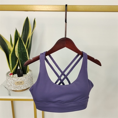 ODM Women's Strappy Sports Bras Removable Chest Padded Sports Bra Criss Cross Back