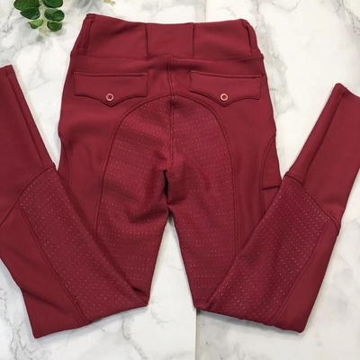 Red Women Fleece Riding Breeches Horse Riding Brushed Leggings