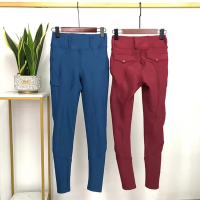 Red Women Fleece Riding Breeches Horse Riding Brushed Leggings