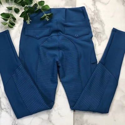 Breathable Horse Riding Pants With Pocket Blue Equestrian Brushed