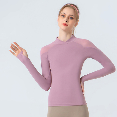 Women's Equestrian Base Layer Long Sleeve Thumb Hole Horse Riding Shirts Mesh Tops