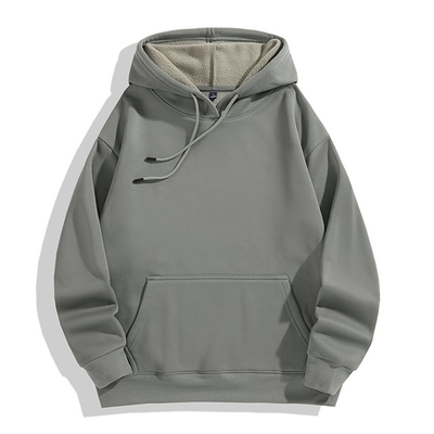 350g Thick Fleece Men Pullover Hoodies Winter Warm Sweatshirt With Hat