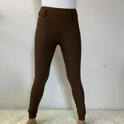 Brown Silicone Horse Riding Pants High Elastic Equestrian Jodhpurs Breeches Women