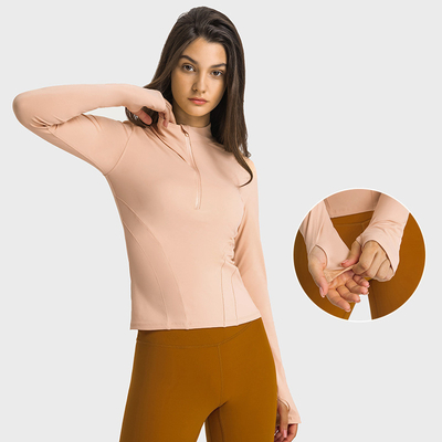 Nylon Half Zipper Equestrian Base Layer Women Elastic Horse Riding Long Sleeve