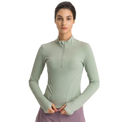 Nylon Half Zipper Equestrian Base Layer Women Elastic Horse Riding Long Sleeve