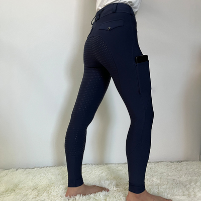 Navy Equestrians Young Girls Horse Riding Pants Horseback With Full Seat Silicone