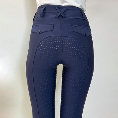 Navy Equestrians Young Girls Horse Riding Pants Horseback With Full Seat Silicone