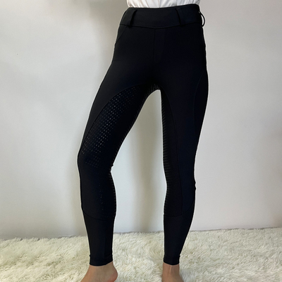 Pocket Horse Riding Pants Black High Stretch Silicone Grip Kids Equestrian Breeches
