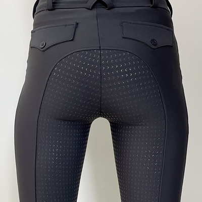 Grey Girls Polyester Horse Riding Pants Side Pocket Equestrian Breeches With Silicone