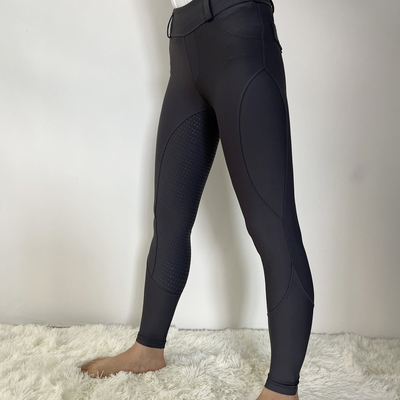 Grey Girls Polyester Horse Riding Pants Side Pocket Equestrian Breeches With Silicone