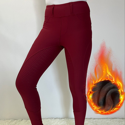 2XS - XL Winter Thickening Warm Women Equestrian Pants High Elastic Red
