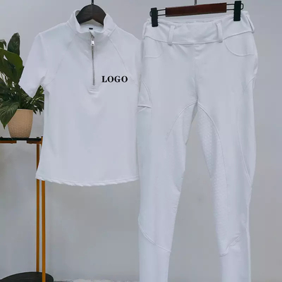 White Full Grip Competition Pantalon Equitation Horse Riding Pants Tight Waist Belt