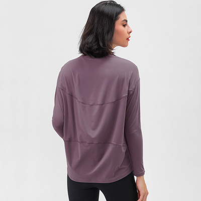 Nylon Nude Feel Ladies Yoga Tops Workout Fashion Loose Women Long Sleeve Shirts