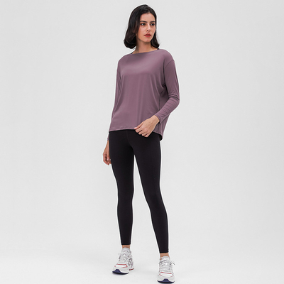 Nylon Nude Feel Ladies Yoga Tops Workout Fashion Loose Women Long Sleeve Shirts