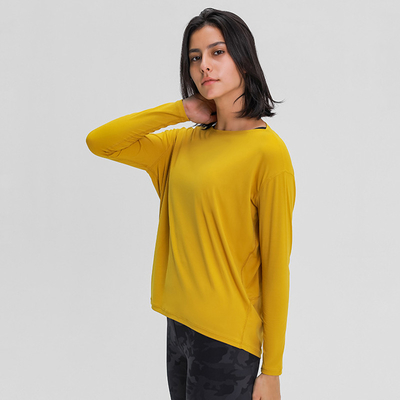 Nylon Nude Feel Ladies Yoga Tops Workout Fashion Loose Women Long Sleeve Shirts