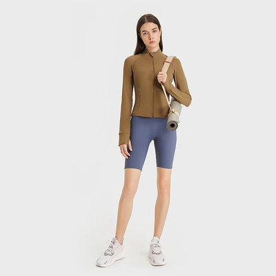 Zipper Pocket Horse Riding Tops Stand Collar Equestrian Jackets With Thumb Hole