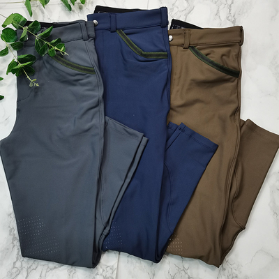 Custom Logo Gray Equestrian Pants For Men Half Knee Silicone