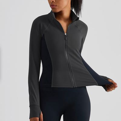 Nylon Women's Horse Riding Tops Color Blocked Non Slip Zip Top Coat