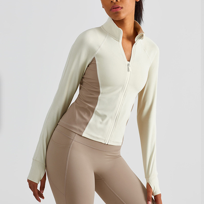 Nylon Women's Horse Riding Tops Color Blocked Non Slip Zip Top Coat