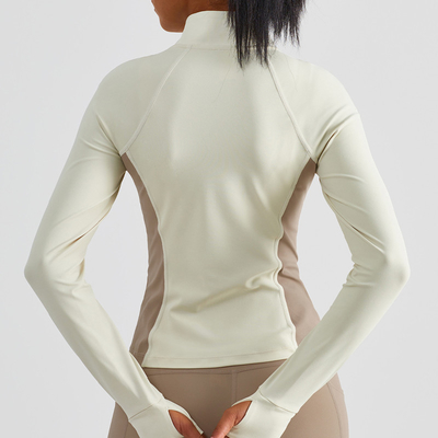 Nylon Women's Horse Riding Tops Color Blocked Non Slip Zip Top Coat