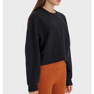 ODM Breathable Soft Loose Yoga Sweatshirt Sports Hoodies Women Stair Cloth Pullover Sweater