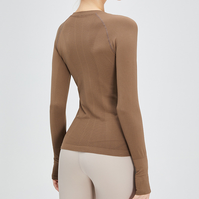 Seamless Long Sleeve Women Sports Equestrian Riding Tops With Thumb Hole