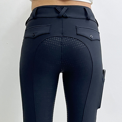 XXS-XL Black Top Quality Pocket Buttton Horse Equestrian Riding Breeches women