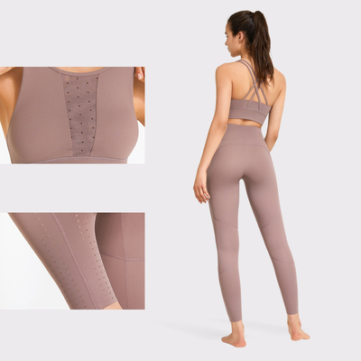 Nylon High Waisted Workout Sets Shockproof Womens 2 Piece Gym Set