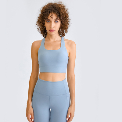 Three Row Buckle Womens Sports Bra Back Hollow Shockproof