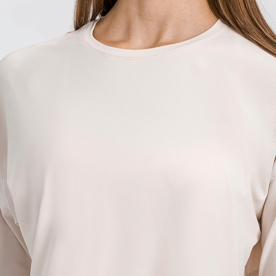 Jacquard Womens Long Sleeve Sweatshirts Nylon Loose Yoga Tops Quick Dry