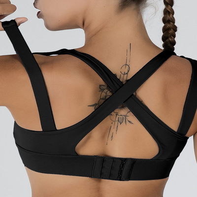 Moisture Wicking Large Cup Sports Bra Plus High Elastic Double Shoulder Yoga Bra