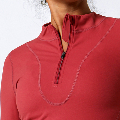 Half Zipper Womens Horse Riding Base Layer Quick Dry Long Sleeve Equestrian Tops