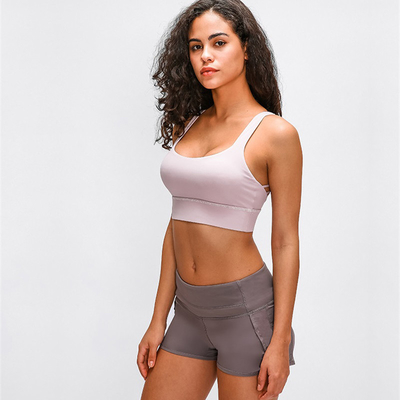 Longline Womens Padded Womens Sports Bra Widened Hem Shockproof Cross Back