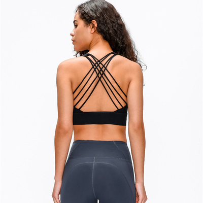 Longline Womens Padded Womens Sports Bra Widened Hem Shockproof Cross Back