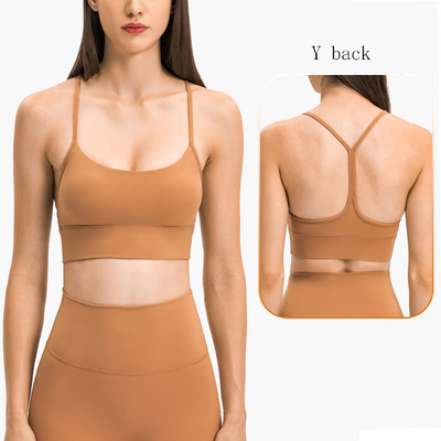 Flow Y Back Solid Color Sports Bra Pro Skin Widened Hem For Running Yoga Gym