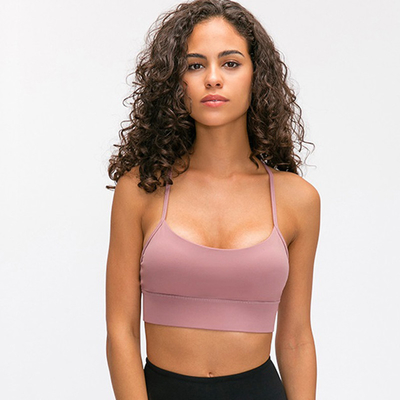 Flow Y Back Solid Color Sports Bra Pro Skin Widened Hem For Running Yoga Gym