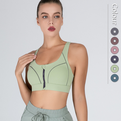 Full Cup Front Zipper Sports Bra Shockproof Fitness High Strength