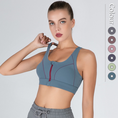 Full Cup Front Zipper Sports Bra Shockproof Fitness High Strength