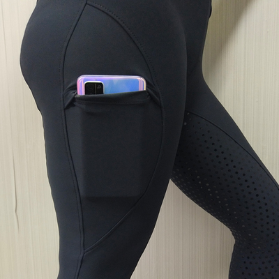 Full Seat Silicone Horse Riding Pants / Equestrian Leggings With Phone Pocket