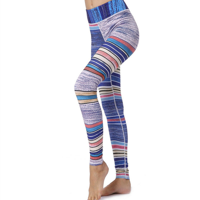 Multicolor Moisture Wicking Workout Patterned Yoga Pants Rainbow Color Polyester Spandex