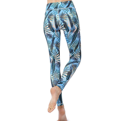 Custom Color Elastic Sewing Patterned Yoga Pants Active Stretch For Women