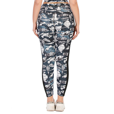Oversized Patterned Yoga Pants Customized Hip Lifting Sports Leggings For Fat Lady