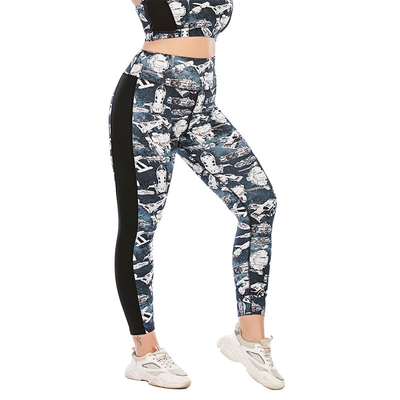 Oversized Patterned Yoga Pants Customized Hip Lifting Sports Leggings For Fat Lady